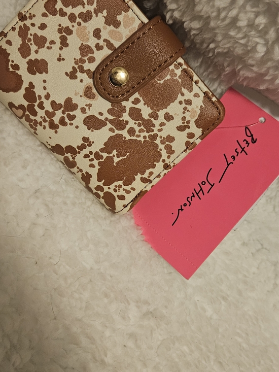 Betsey Johnson Handbags - Betsey Johnson Brown & Cream Cowprint Snap Wallet